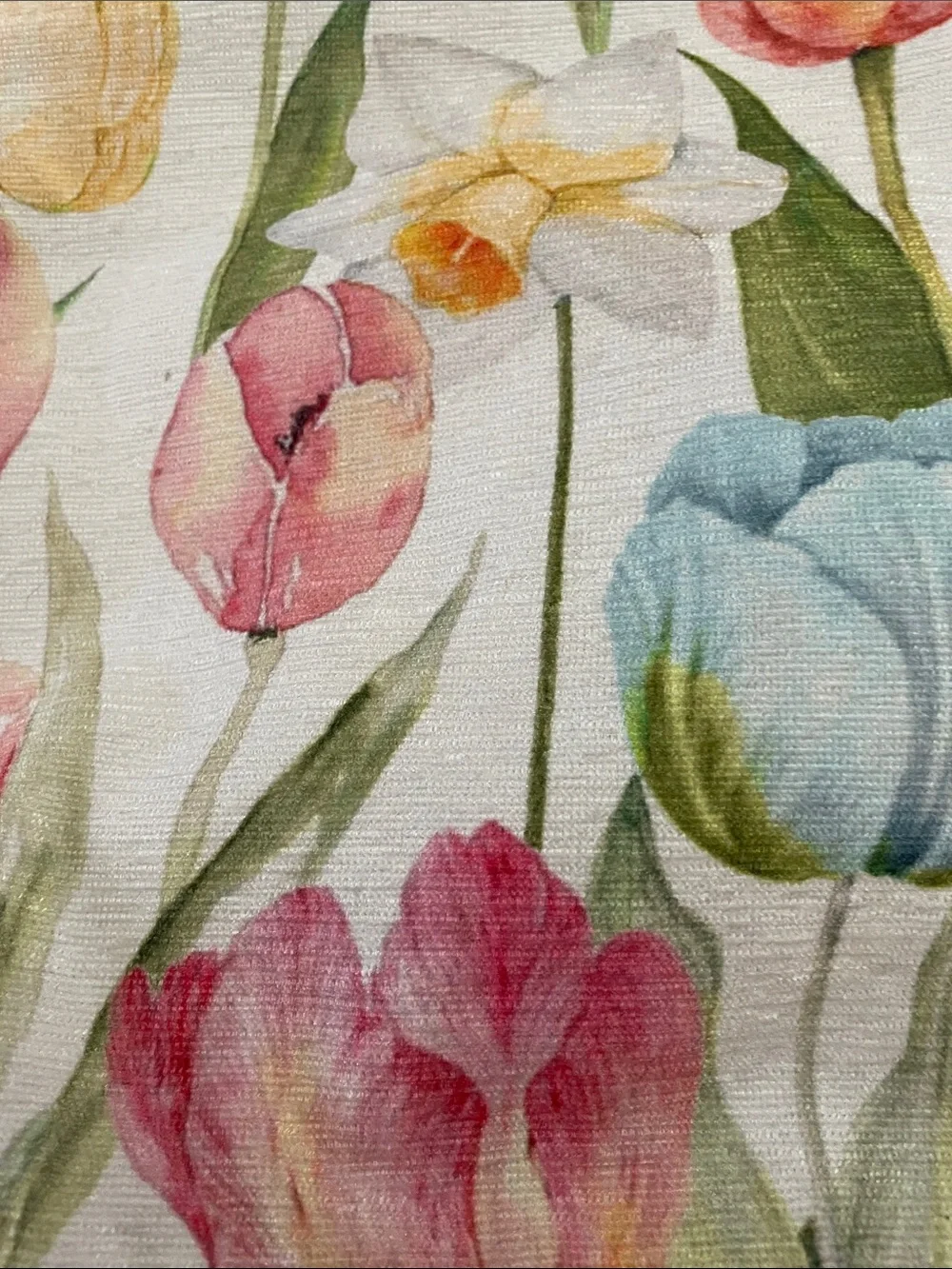 Shabby Chic Floral Tulip & Daffodil Table Runner Pastel Multicolor 70x16